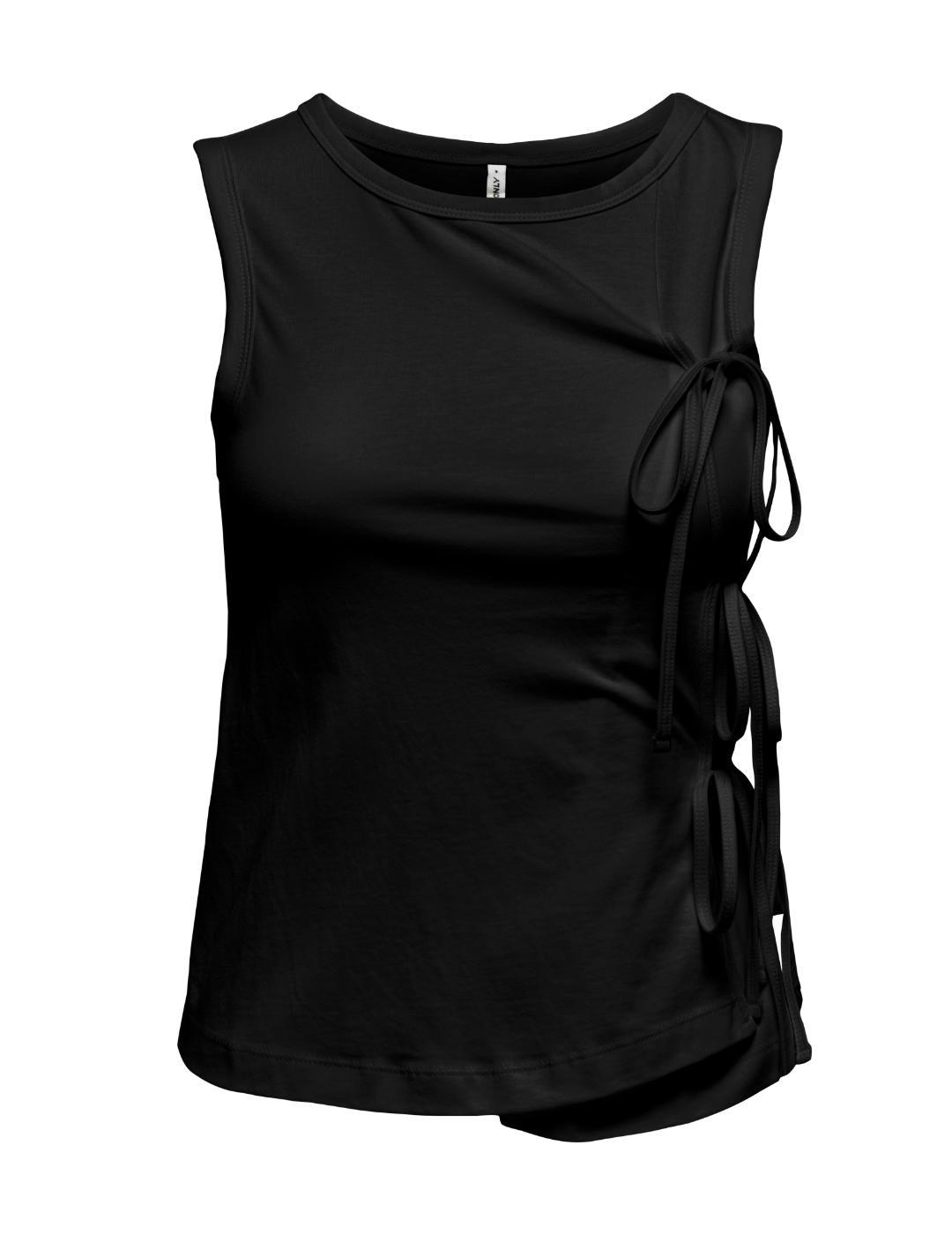 Camiseta Only Will negro manga sisa para mujer
