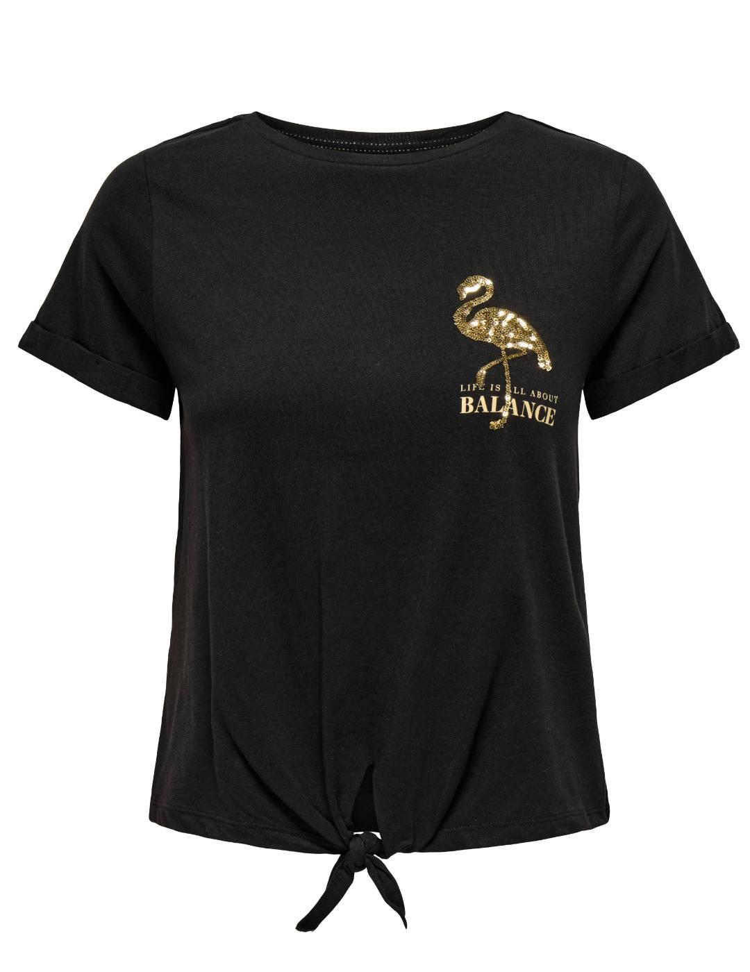 Camiseta Only Dora negro manga corta para mujer