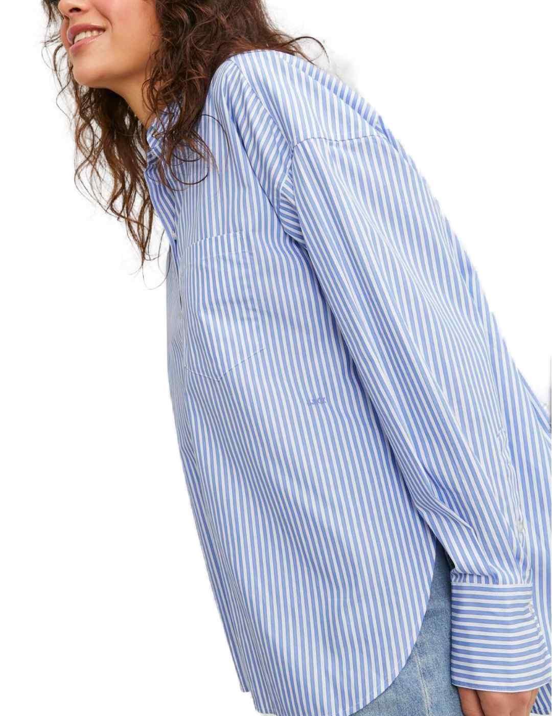 Camisa JJXX Jamie azul rayas blancas relaxed para mujer