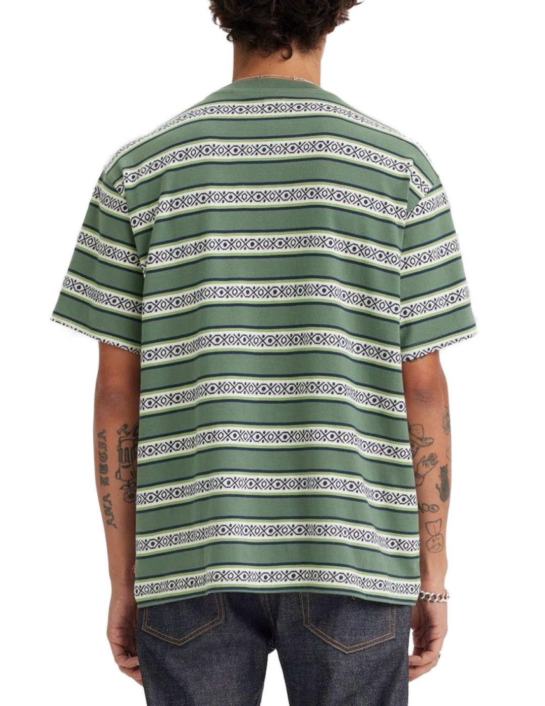 Camiseta Levi´s Vintage verde raya manga corta para hombre