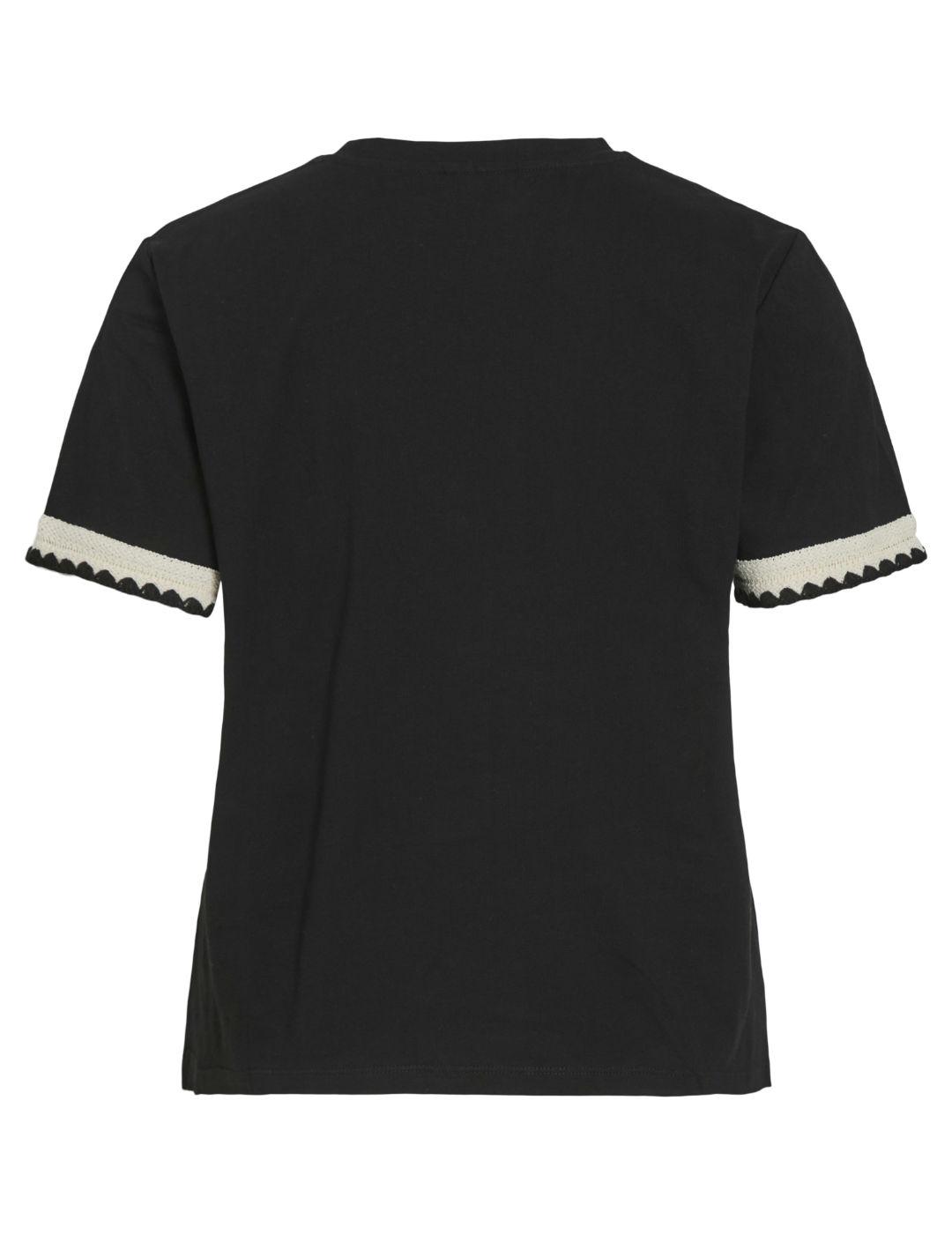 Camiseta Vila Najra negra manga corta para mujer