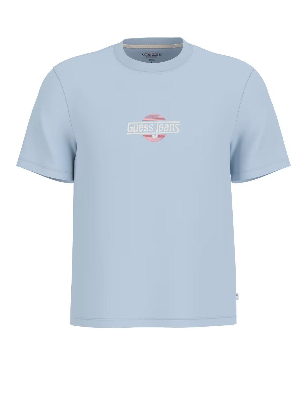 Camiseta Guess Jeans slim sunset azul manga corta de hombre