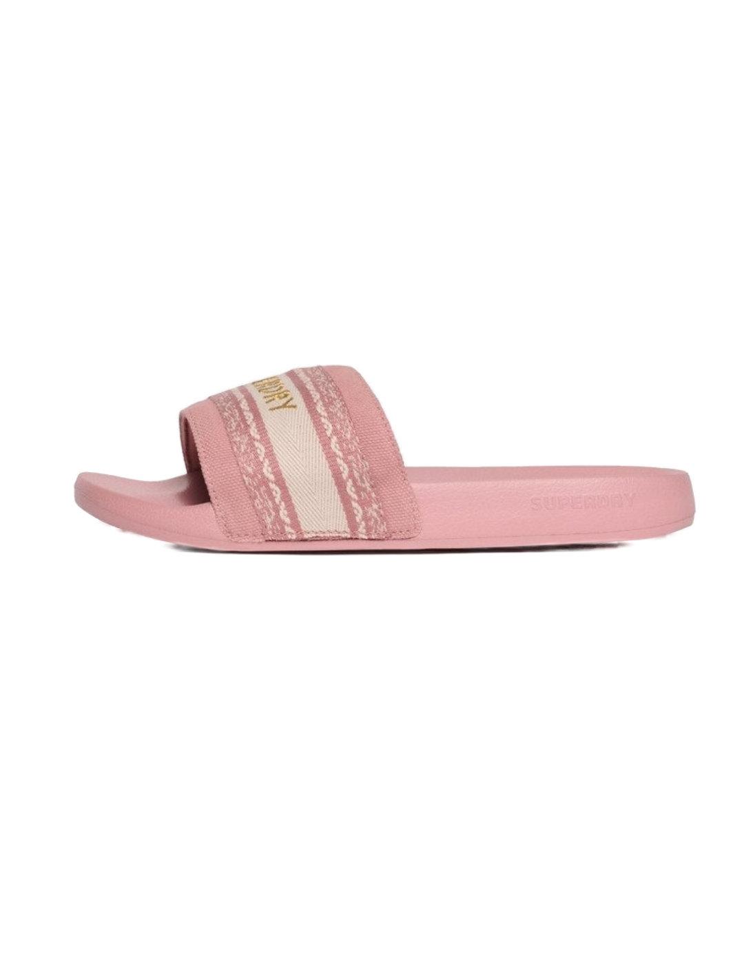 Chanclas Superdry Interest rosa y beige para mujer