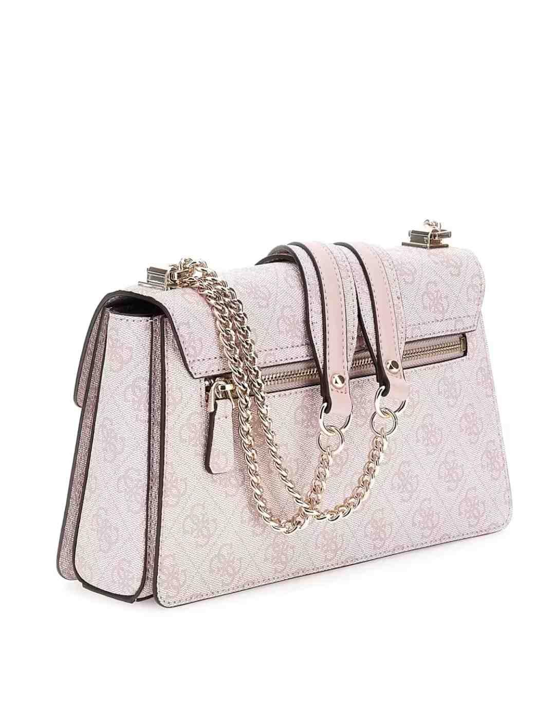 Bolso Guess Zamira crudo y rosa palo logotipo para mujer