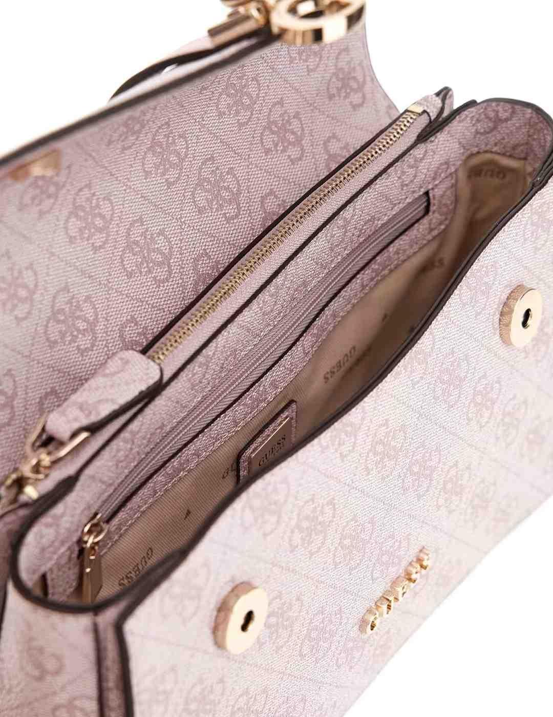 Bolso Guess Zamira crudo y rosa palo logotipo para mujer