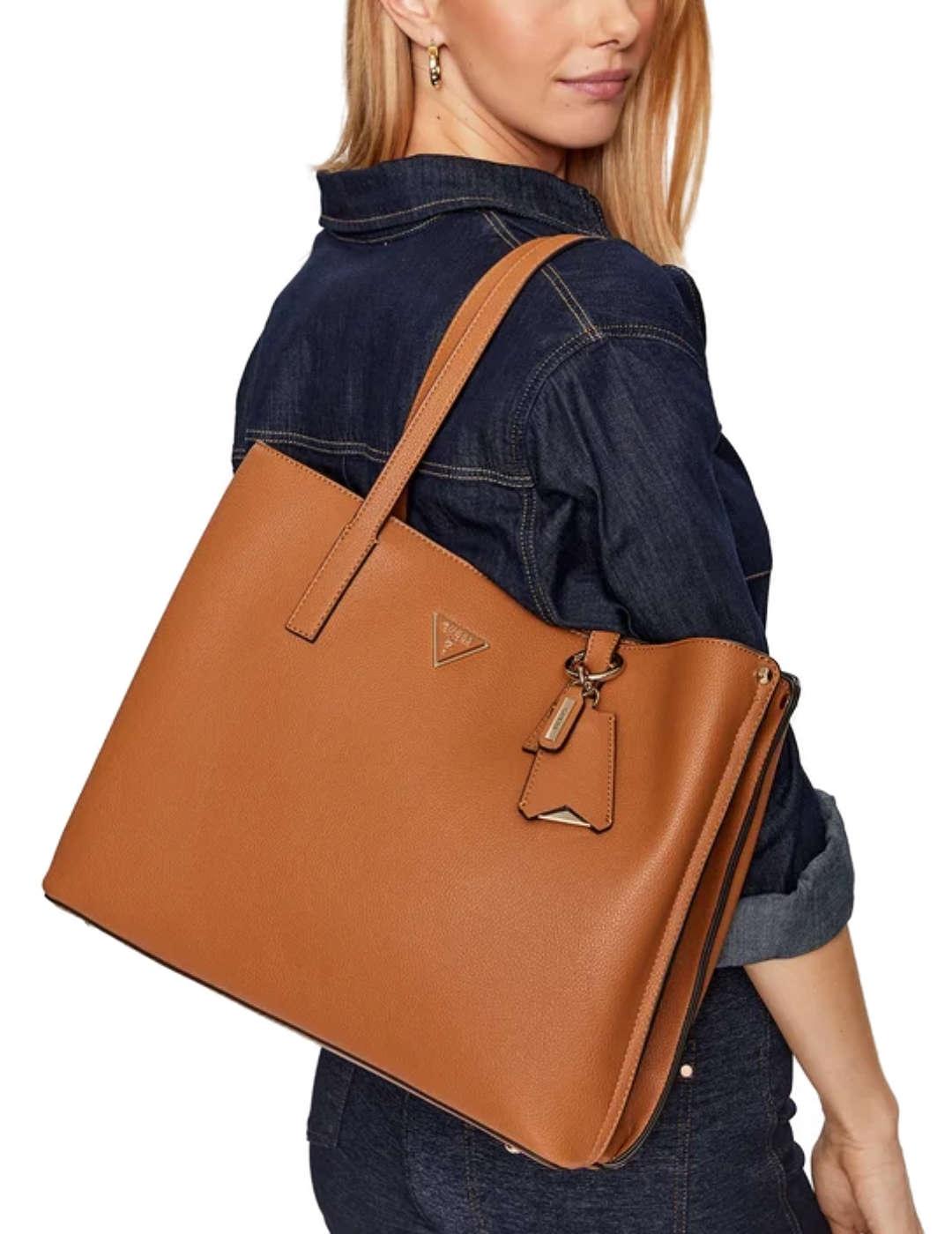 Bolso Guess Meridian Tote cognac para mujer