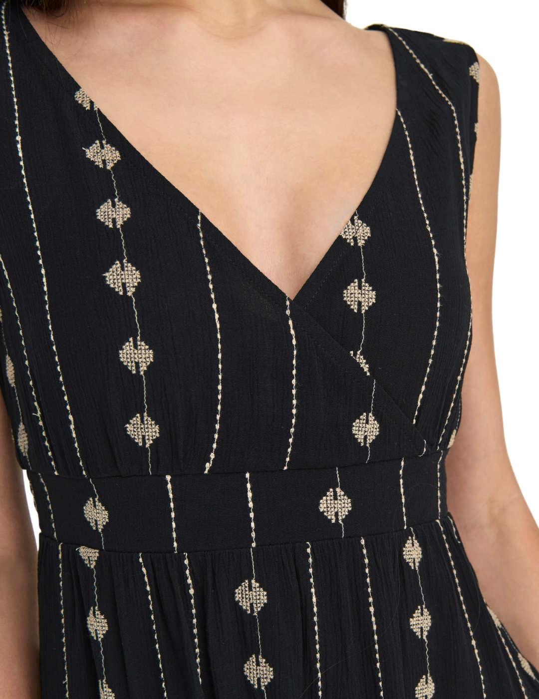 Vestido Only Viana cuello V negro sin mangas para mujer