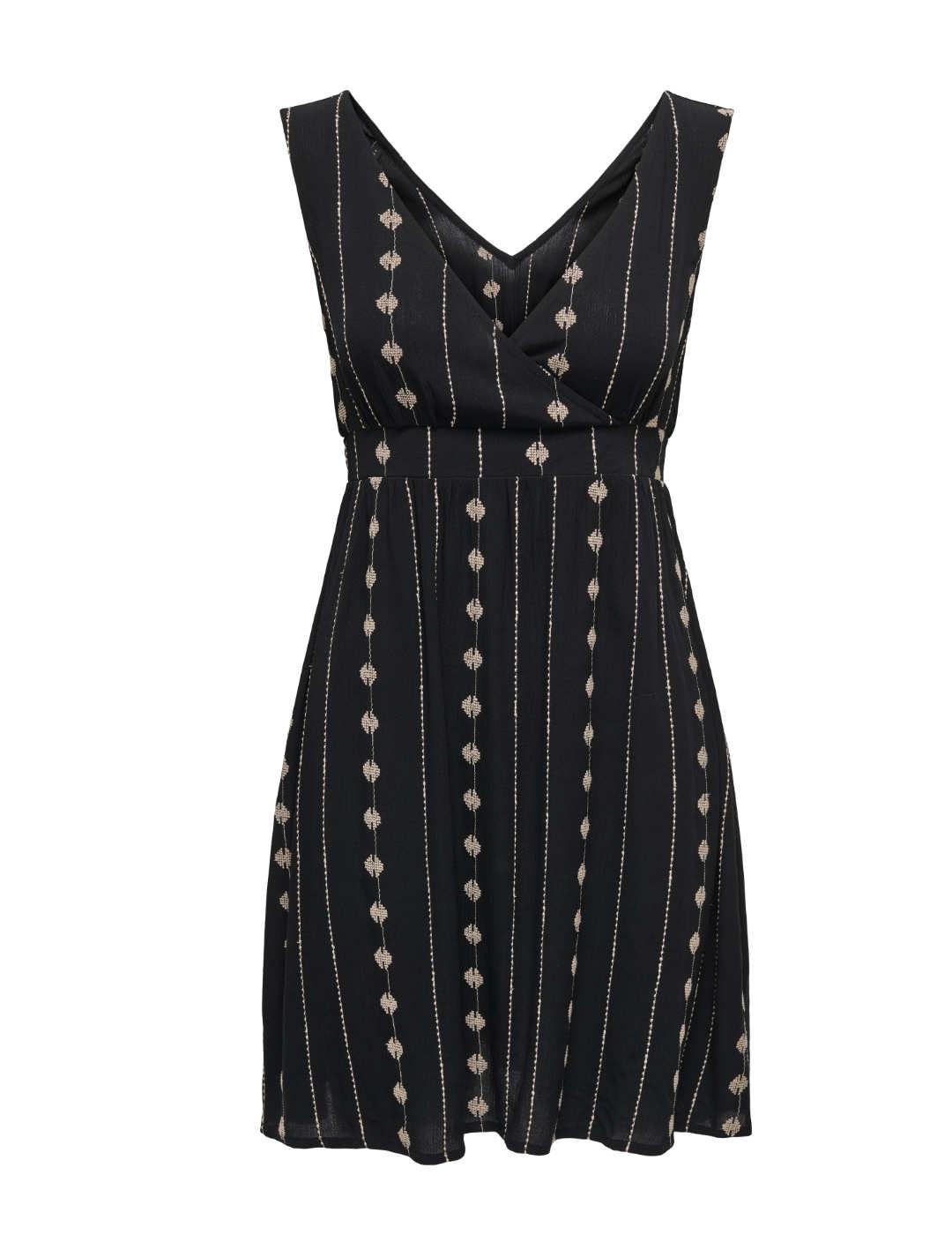 Vestido Only Viana cuello V negro sin mangas para mujer