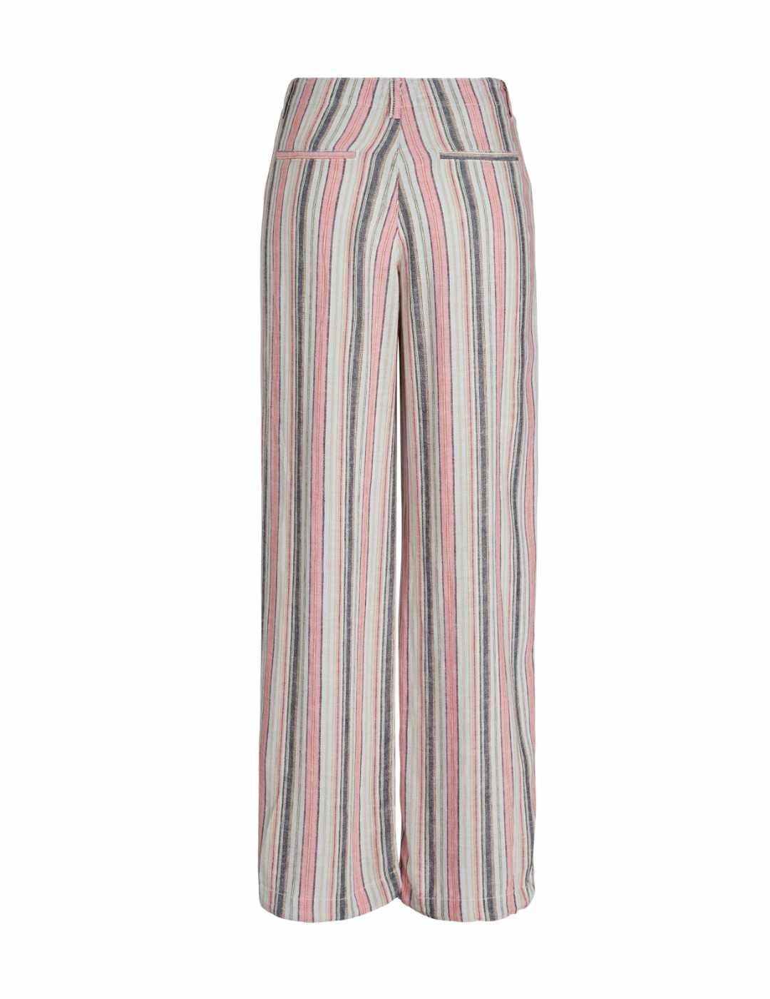 Pantalones JJXX Raya lino rayas azules y rosas para mujer