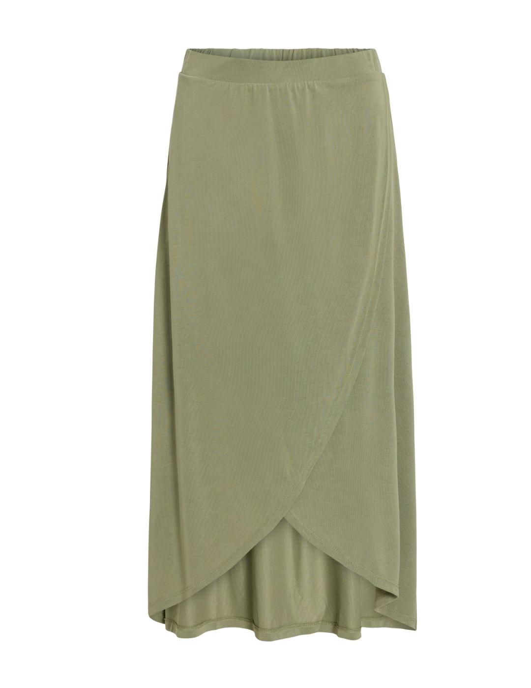 Falda Vila Modala midi verde caqui tiro alto para mujer