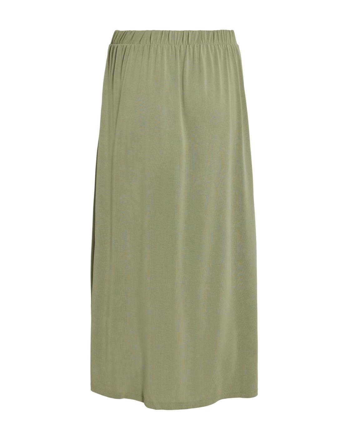 Falda Vila Modala midi verde caqui tiro alto para mujer