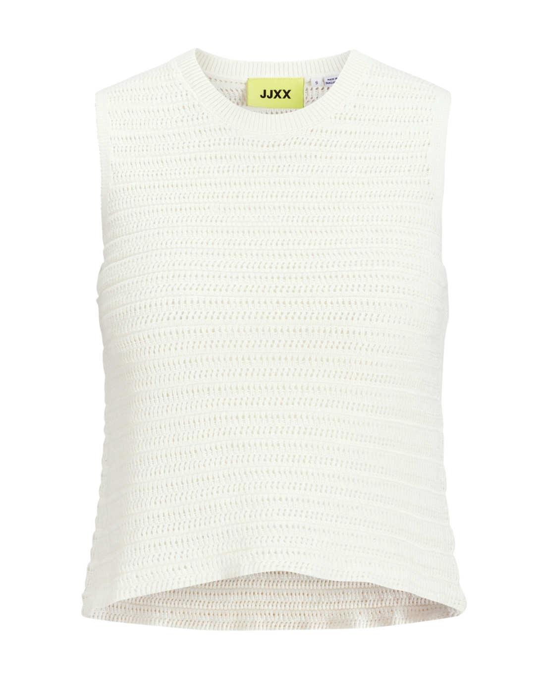 Top JJXX Zusannah beige crochet sin mangas para mujer