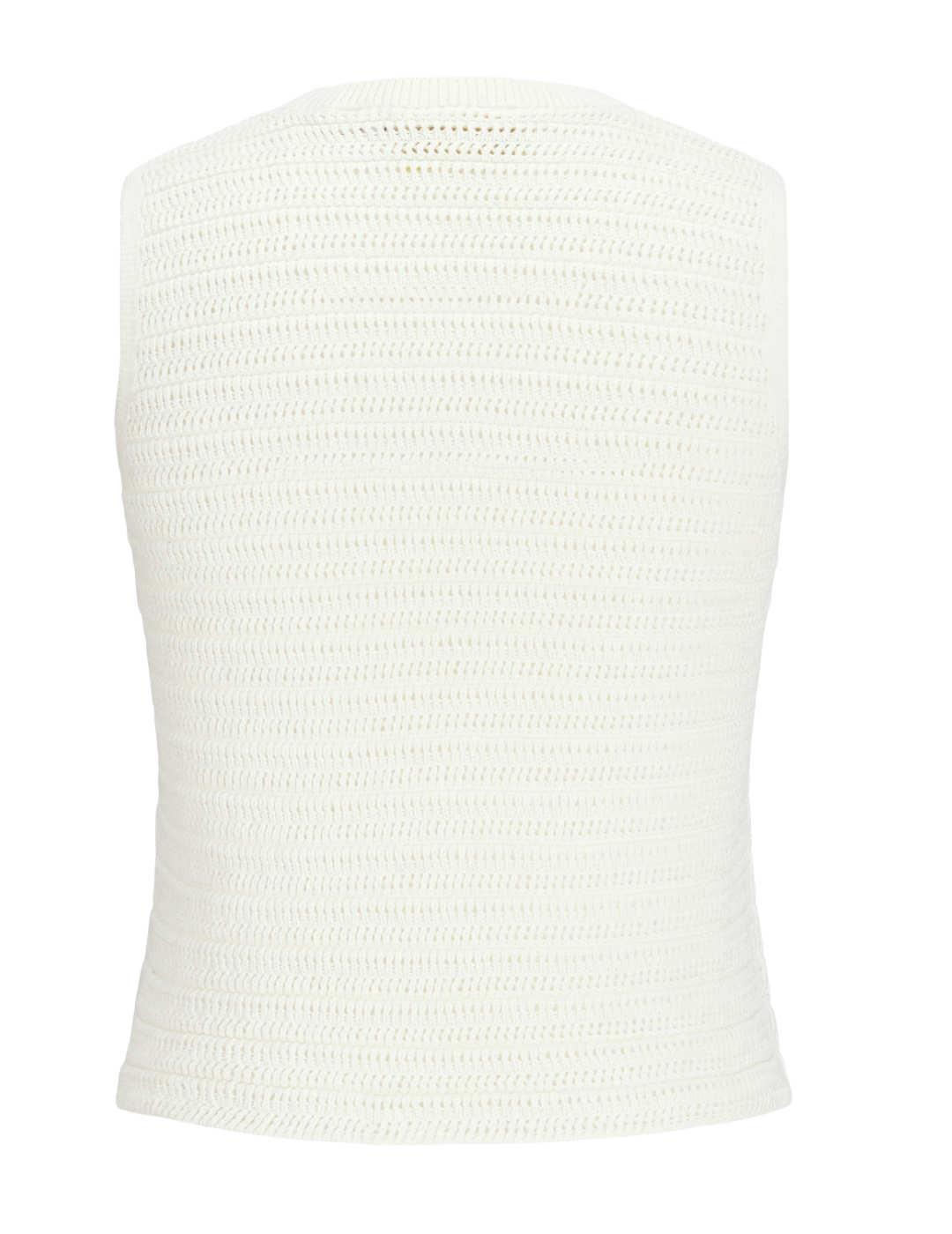 Top JJXX Zusannah beige crochet sin mangas para mujer