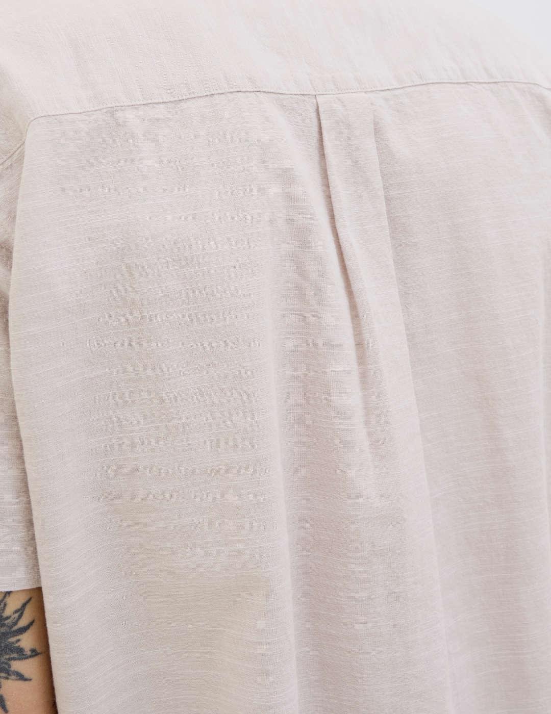 Camisa Jack&Jones Summer beige cuello mao para hombre
