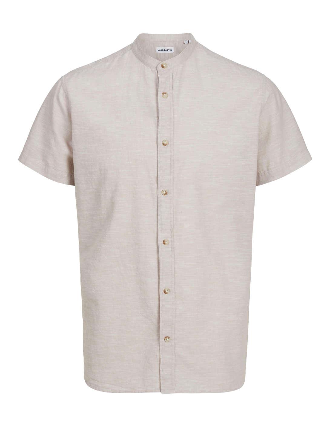 Camisa Jack&Jones Summer beige cuello mao para hombre
