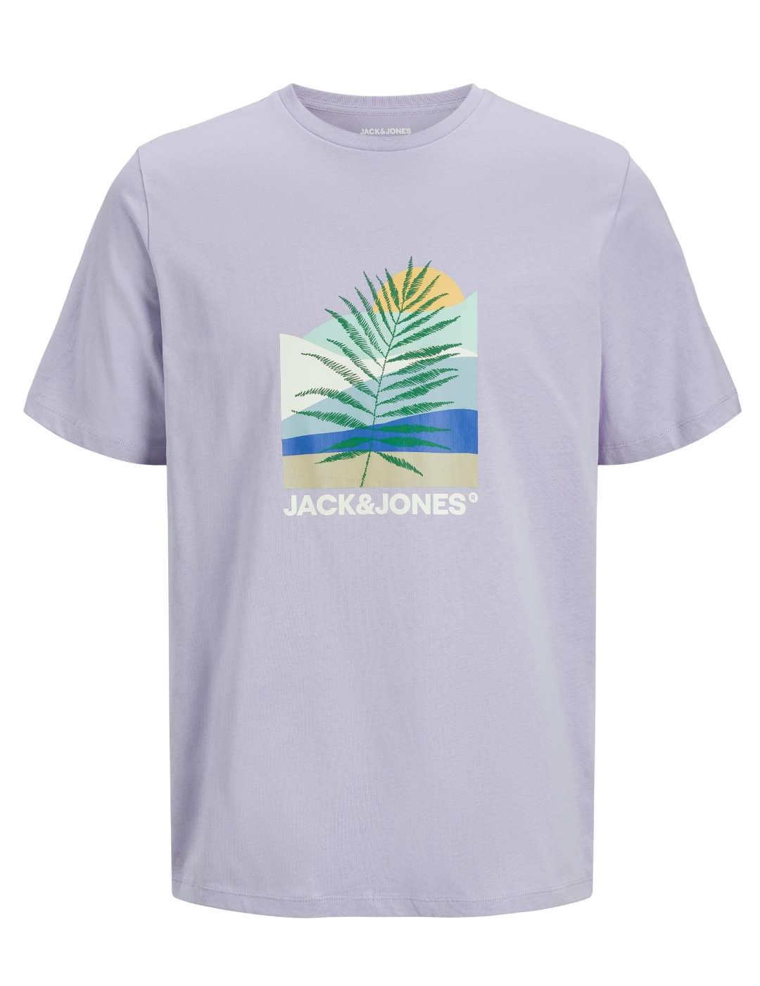 Camiseta Jack&Jones Barbados lila manga corta para hombre