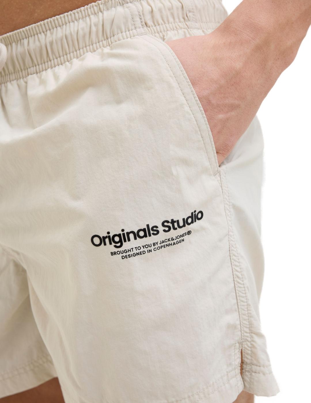 Bañador Jack&Jones Naxos beige con bolsillos para hombre
