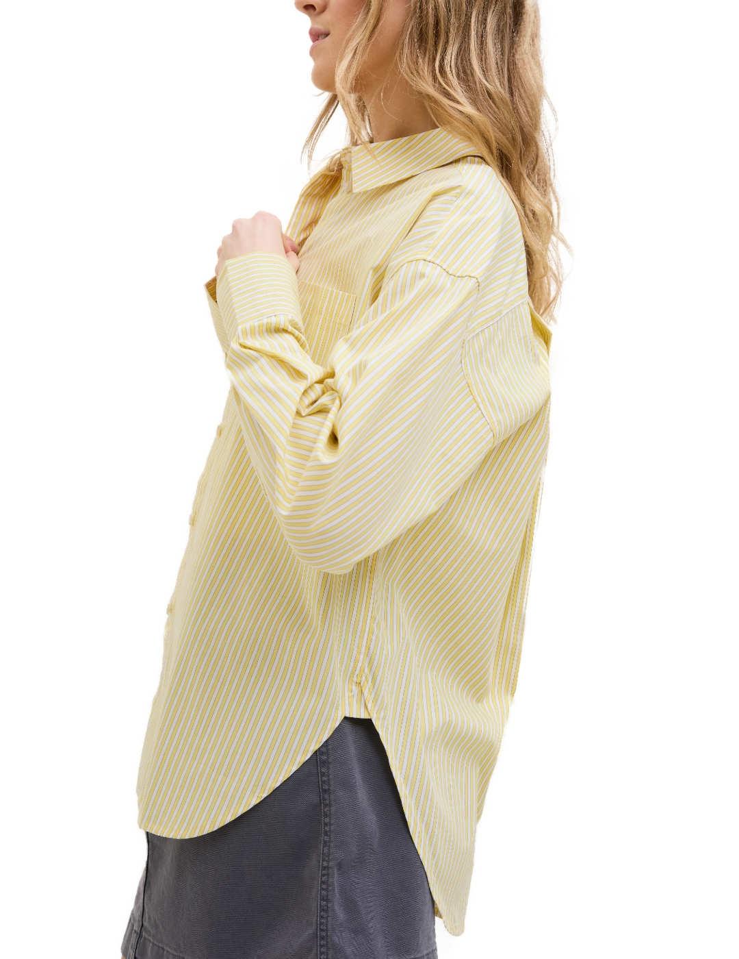 Camisa JJXX Jamie Relaxed rayas amarilla para mujer