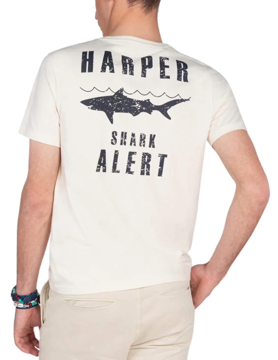 Camiseta Harper&Neyer Shark alert cruda corta para hombre