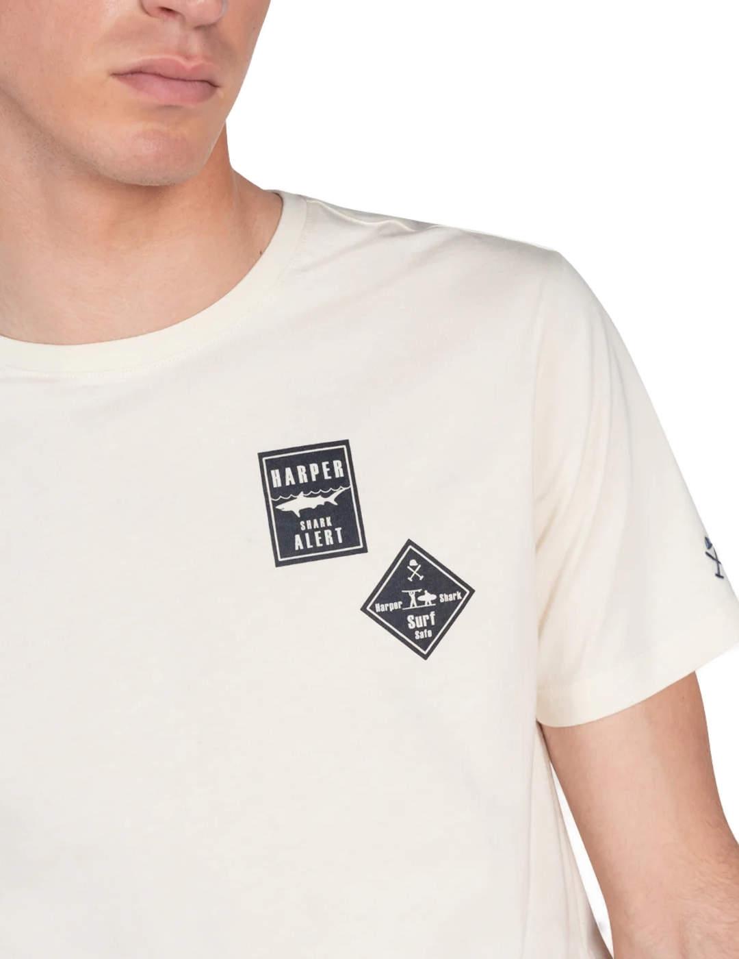 Camiseta Harper&Neyer Shark alert cruda corta para hombre