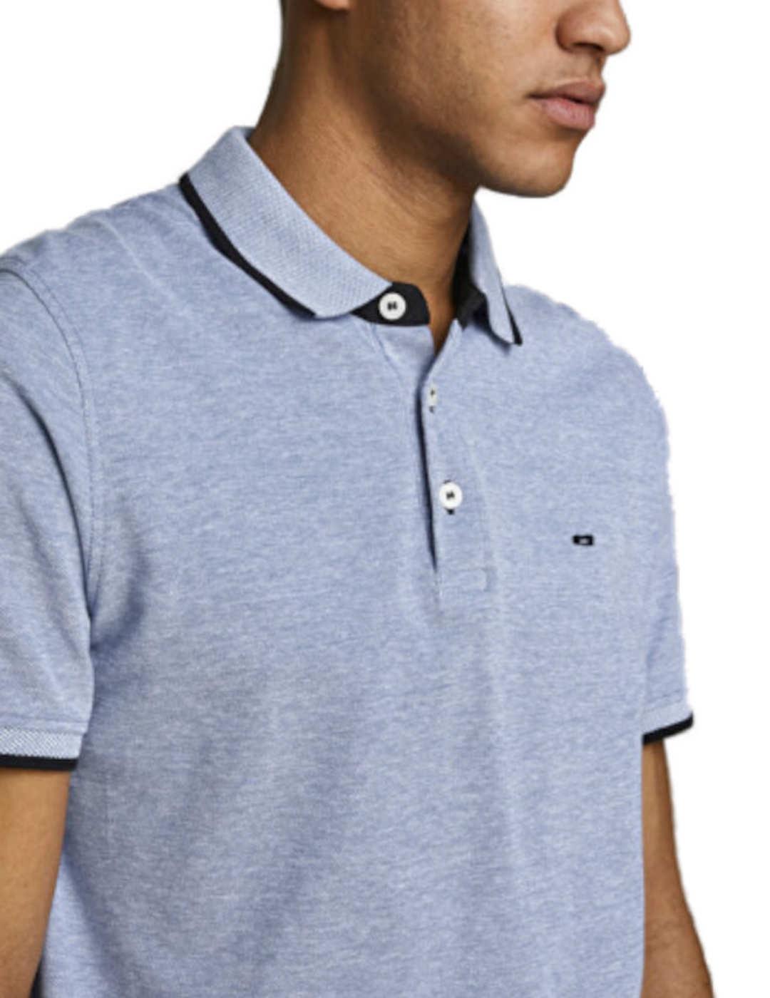 Polo Jack&Jones Paulos azul claro manga corta de hombre