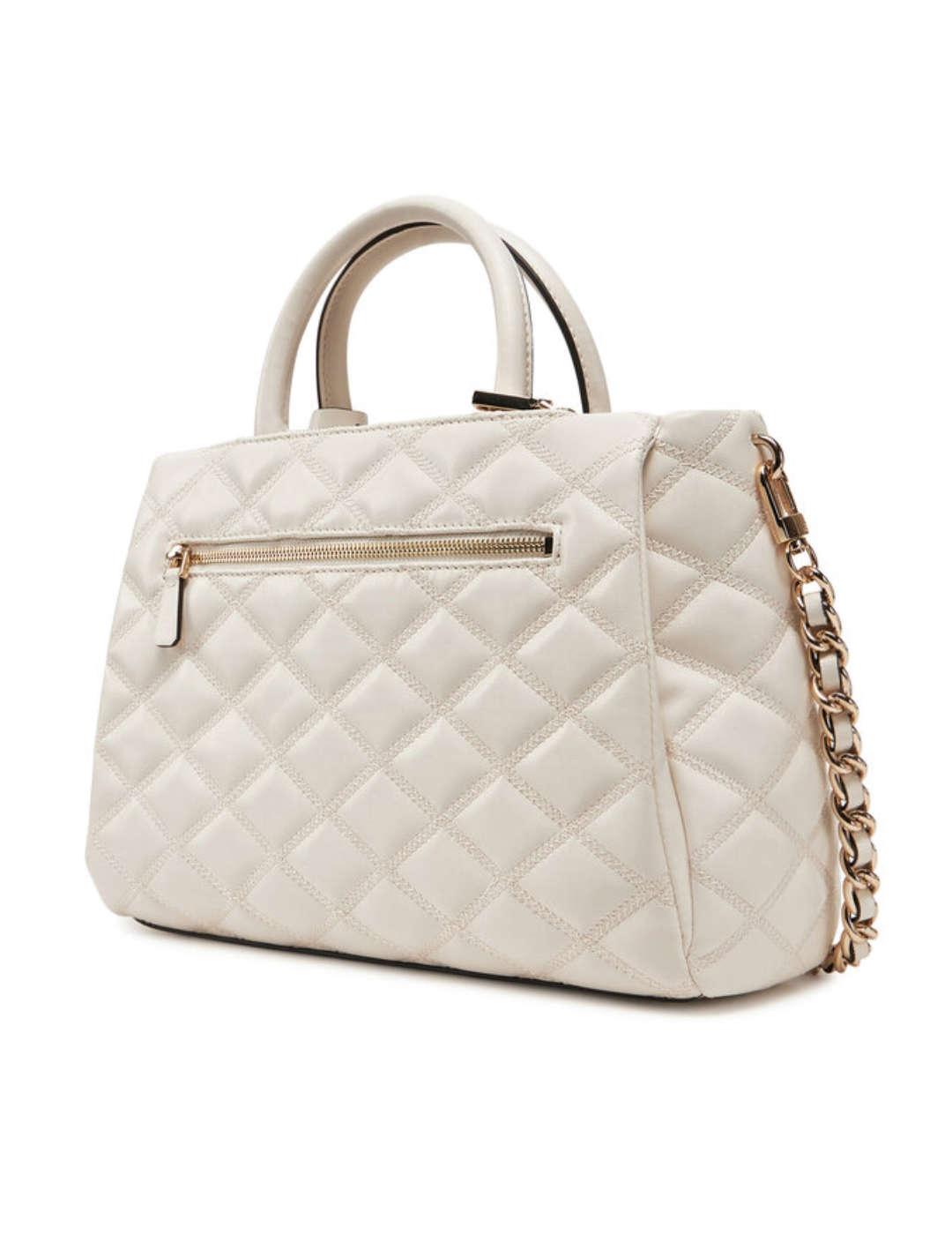 Bolso Guess Tamsin beige guateado con asas para mujer