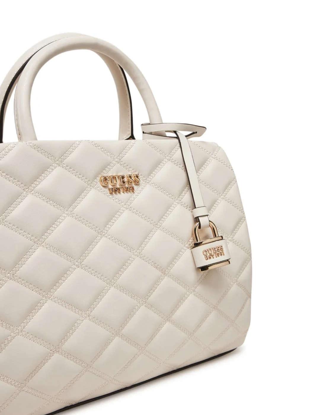 Bolso Guess Tamsin beige guateado con asas para mujer