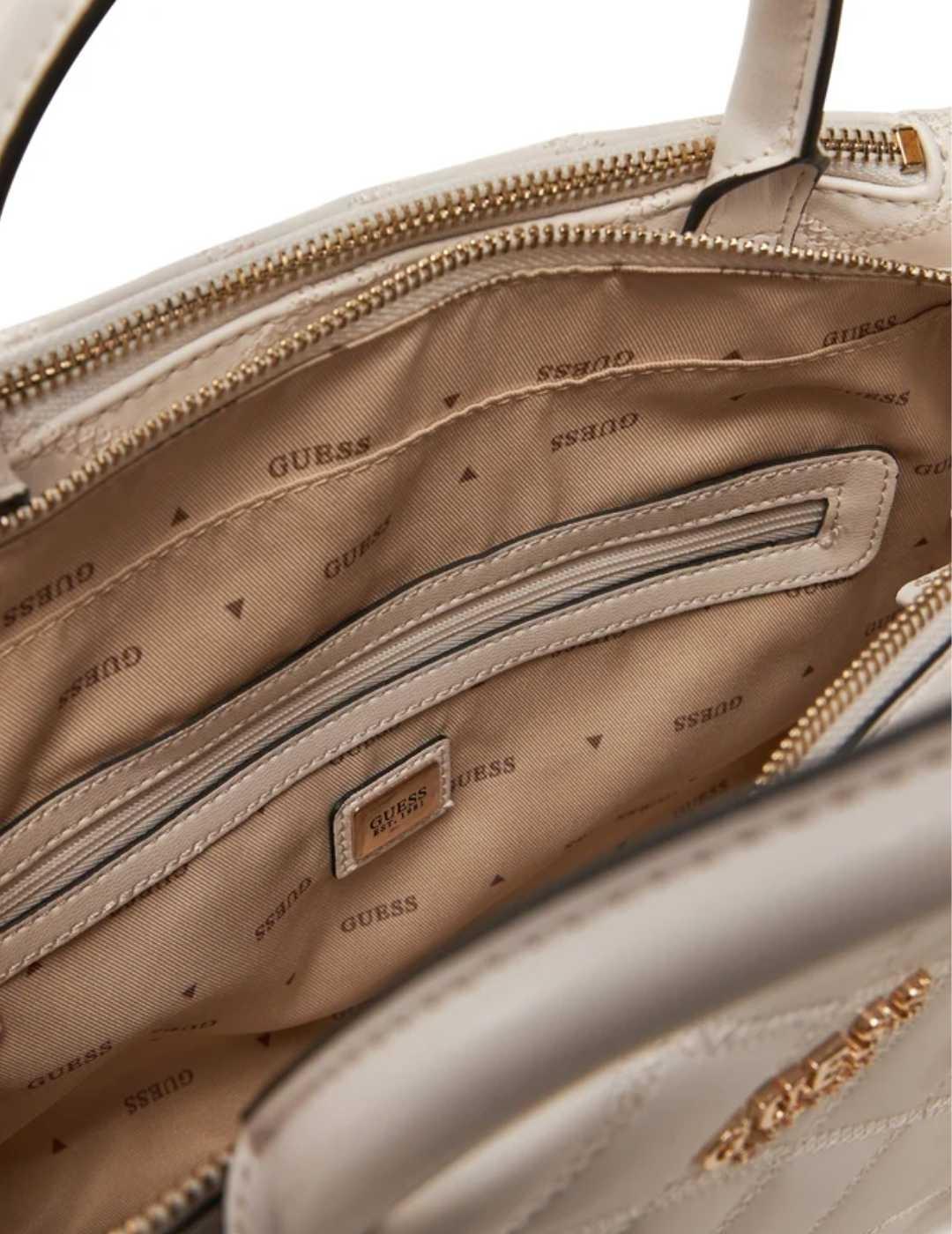 Bolso Guess Tamsin beige guateado con asas para mujer