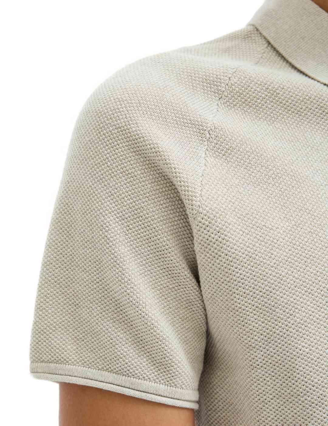 Polo Jack&Jones Hill punto beige cuello abertura para hombre