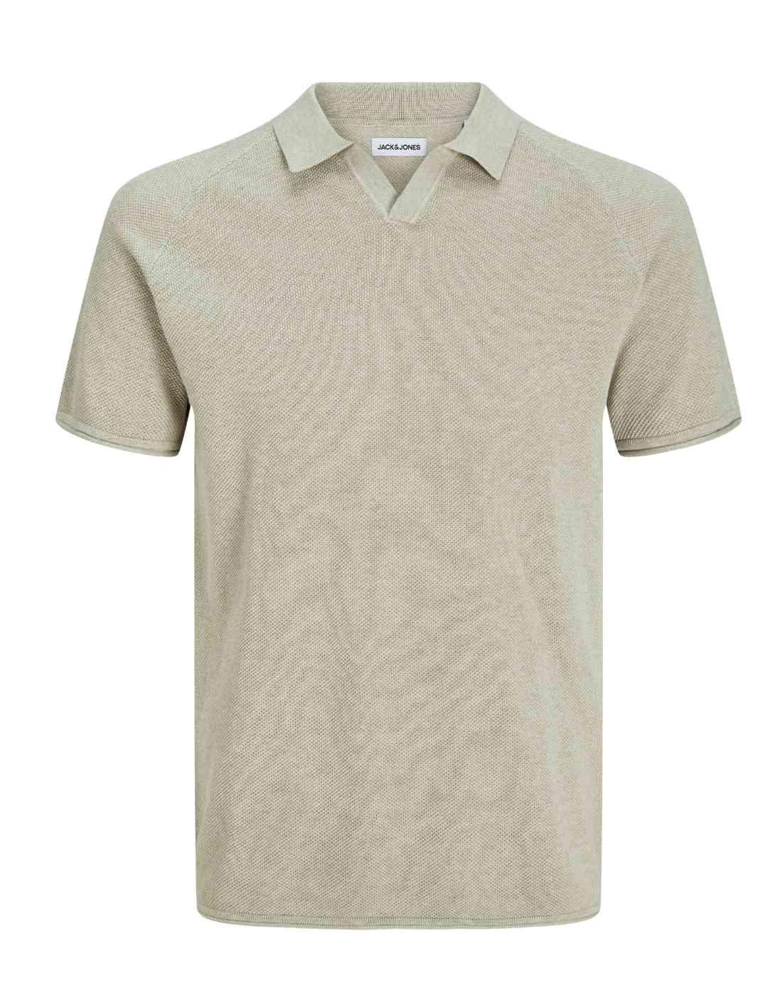 Polo Jack&Jones Hill punto beige cuello abertura para hombre