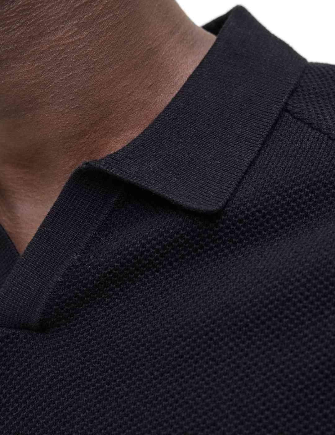 Polo Jack&Jones Hill punto negro cuello abertura para hombre