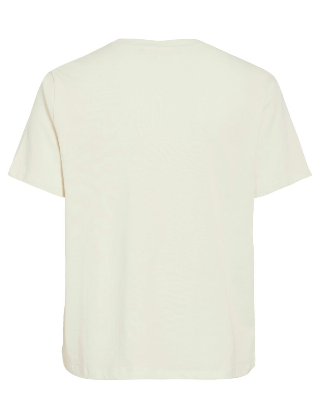 Camiseta Vila Virina crochet front crudo corta para mujer