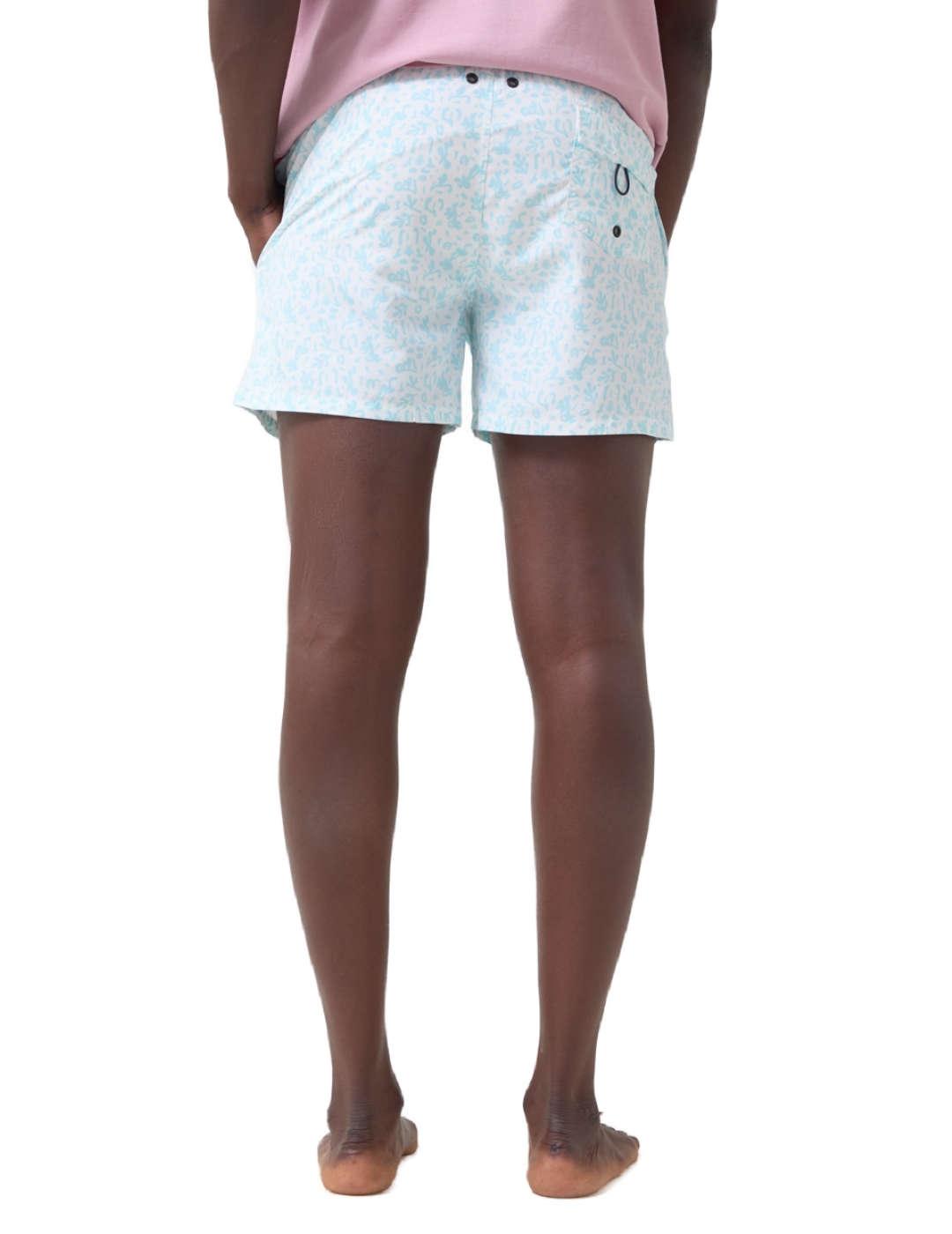Bañador Altonadock blanco y azul celeste estampado de hombre