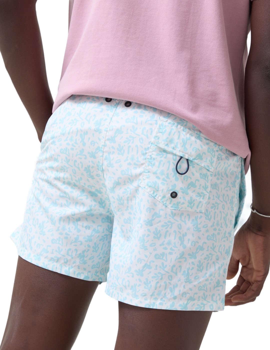 Bañador Altonadock blanco y azul celeste estampado de hombre