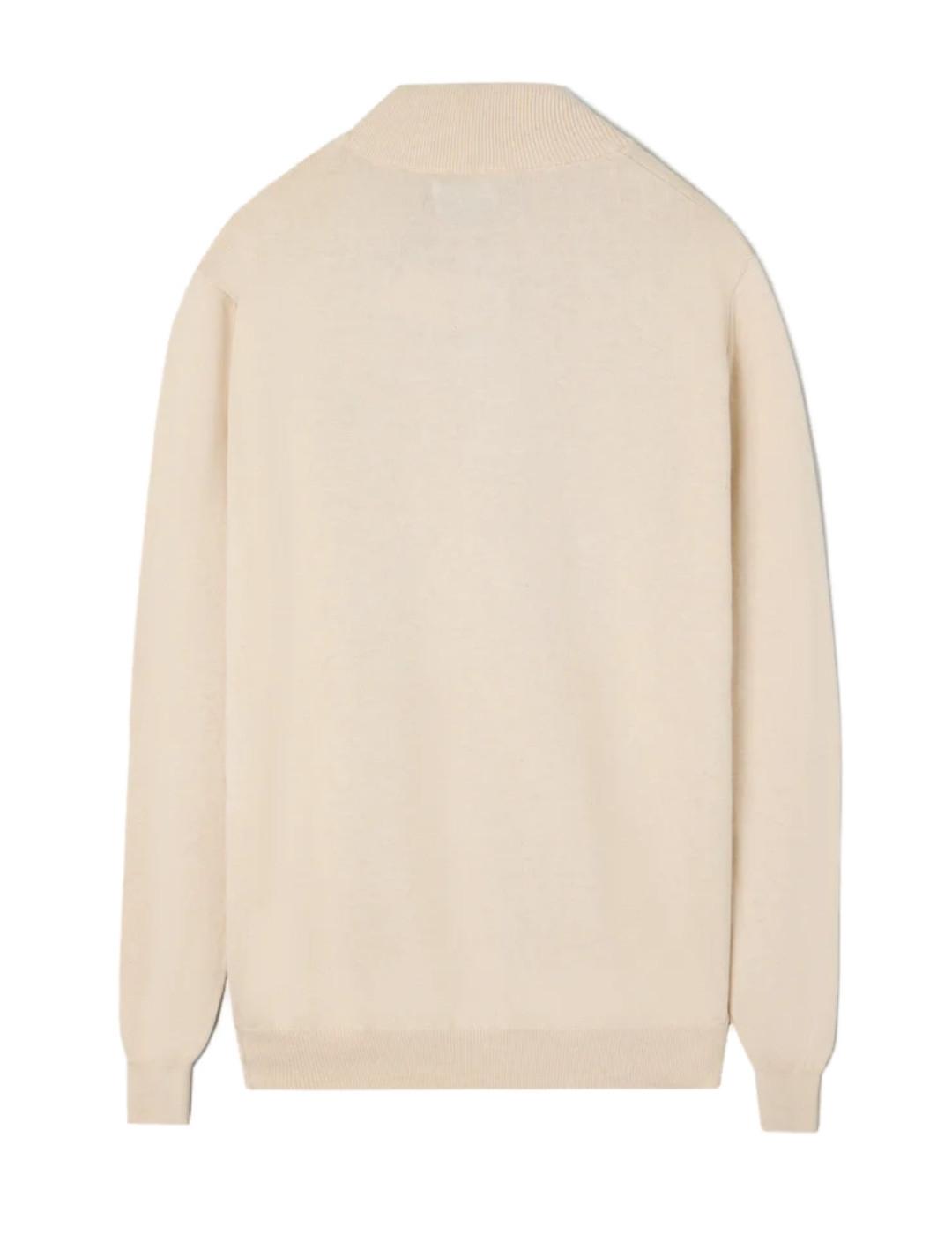 Jersey Silbon liso media cremallera beige para hombre