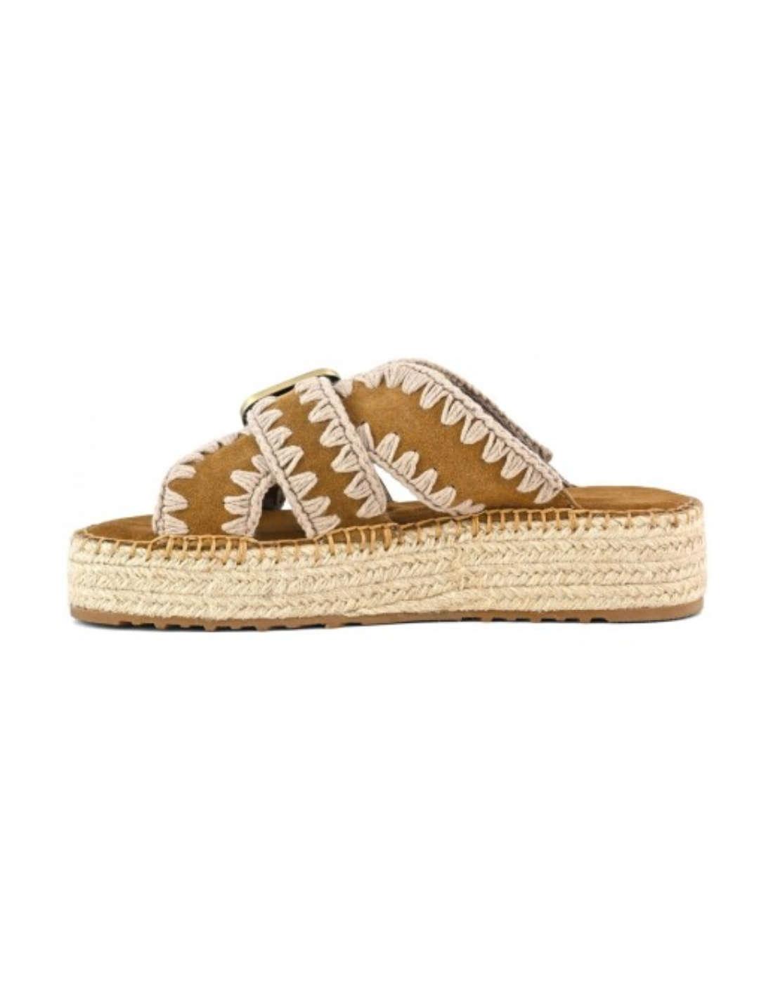 Sandalias Mou yute camel tiras de plataforma para mujer