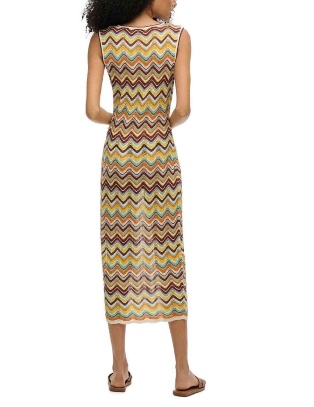 Vestido Superdry maxi punto zigzag multicolor para mujer