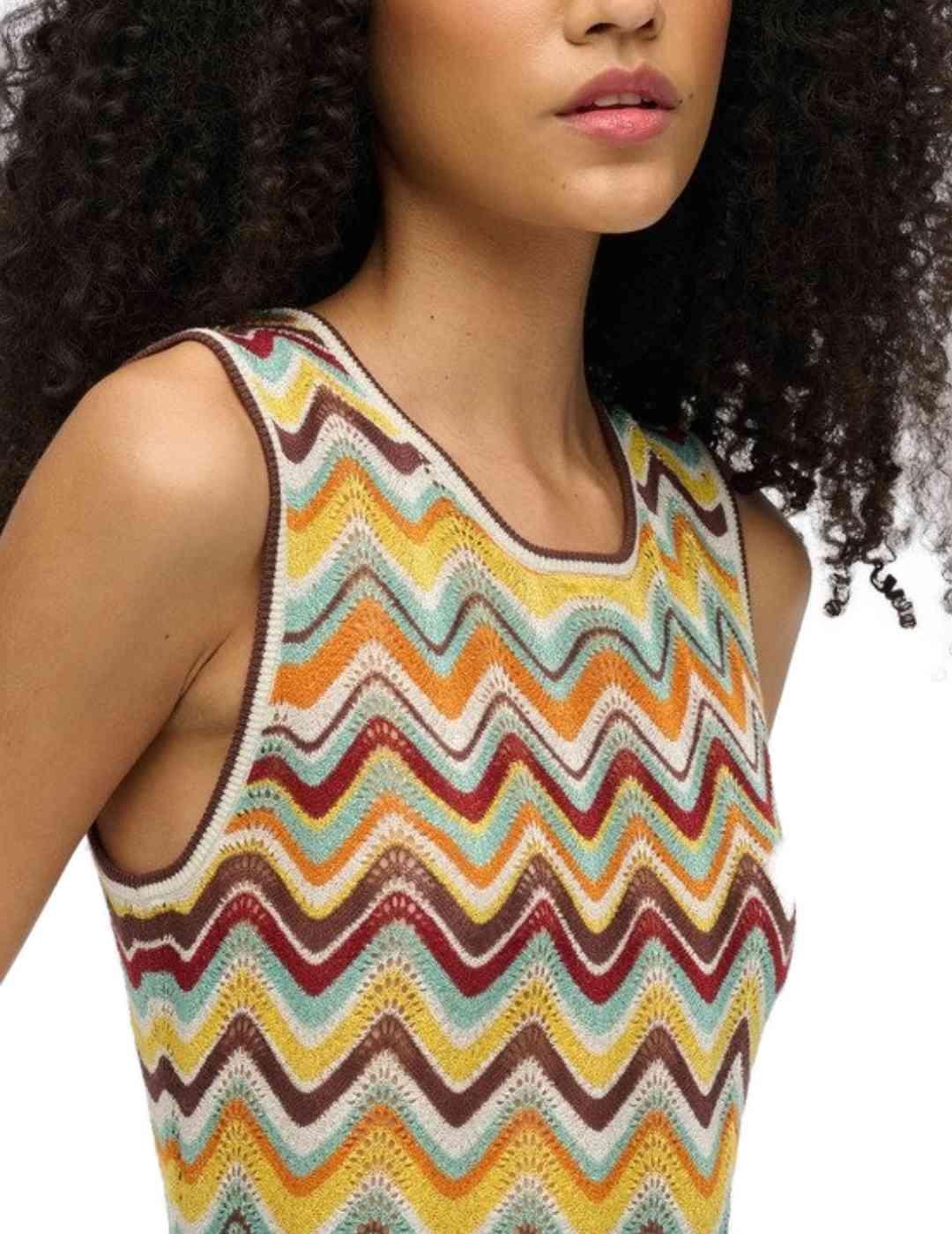 Vestido Superdry maxi punto zigzag multicolor para mujer