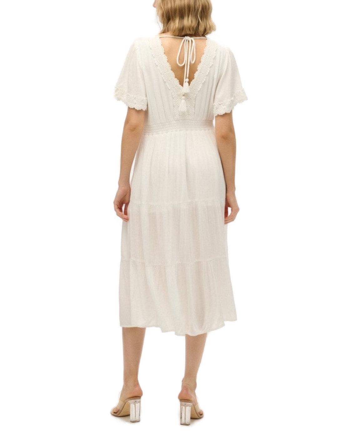 Vestido Superdry blanco roto Boho chic midi  para mujer