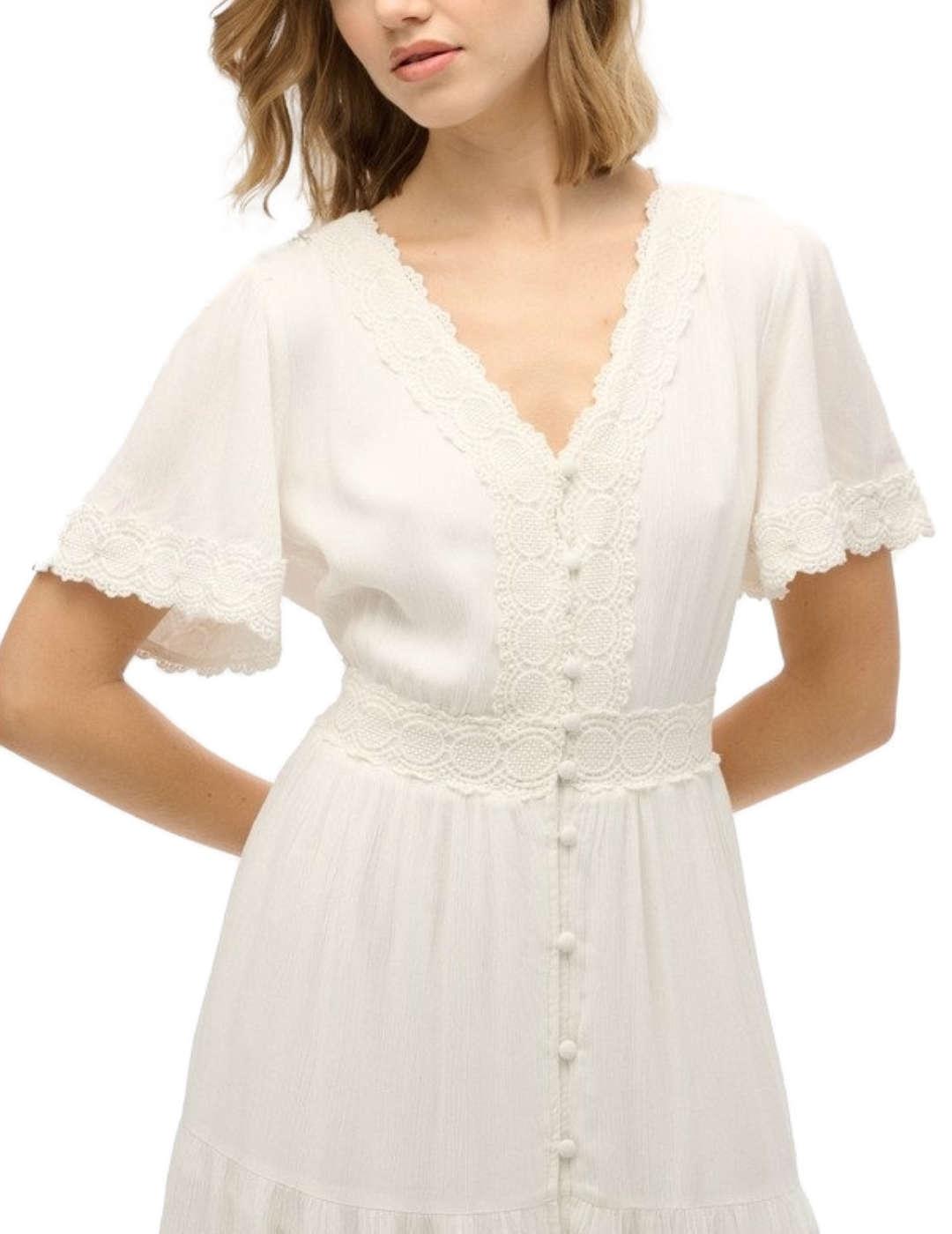 Vestido Superdry blanco roto Boho chic midi  para mujer