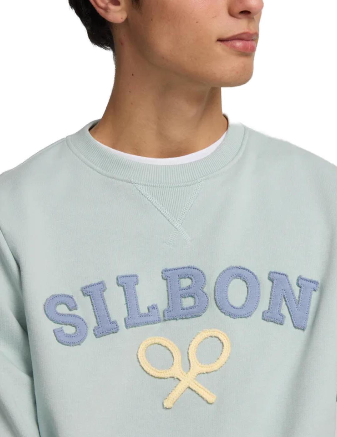 Sudadera Silbon raqueta media verde sin capucha de hombre