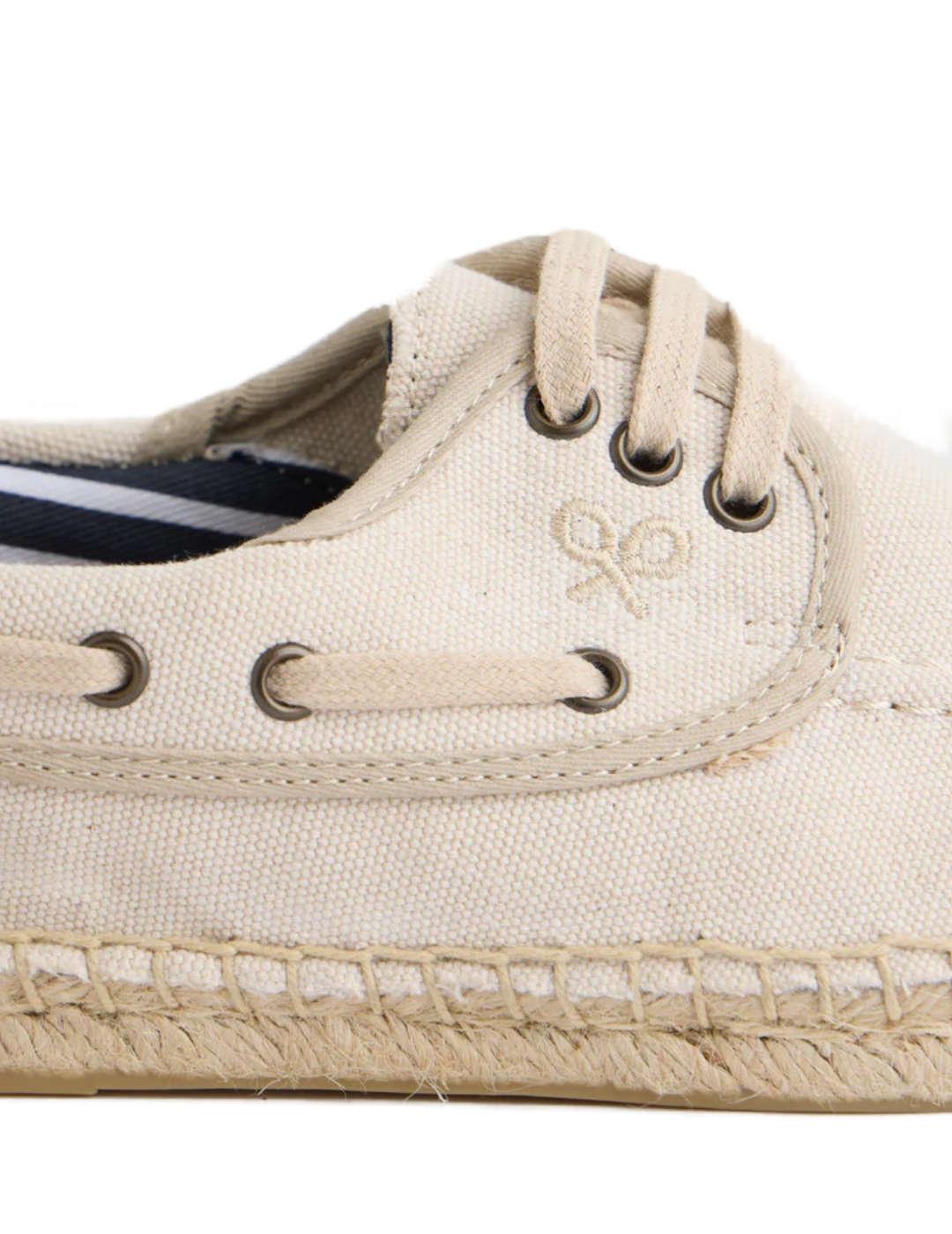 Alpargata Silbon cubierta náutico beige con cordón de hombre