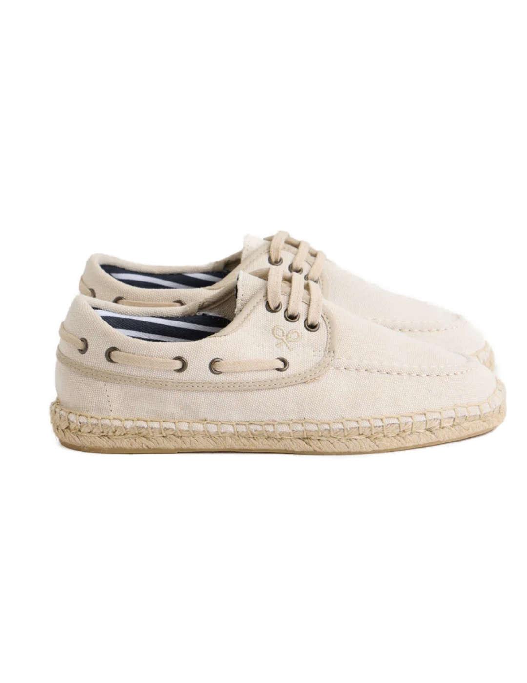 Alpargata Silbon cubierta náutico beige con cordón de hombre