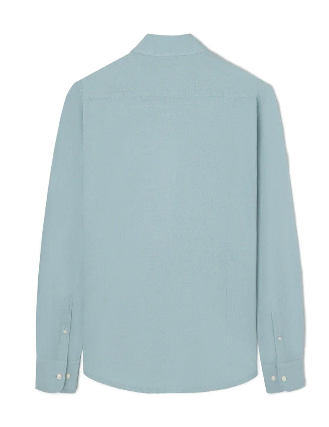 Camisa Silbon sport lino verde agua manga larga de hombre