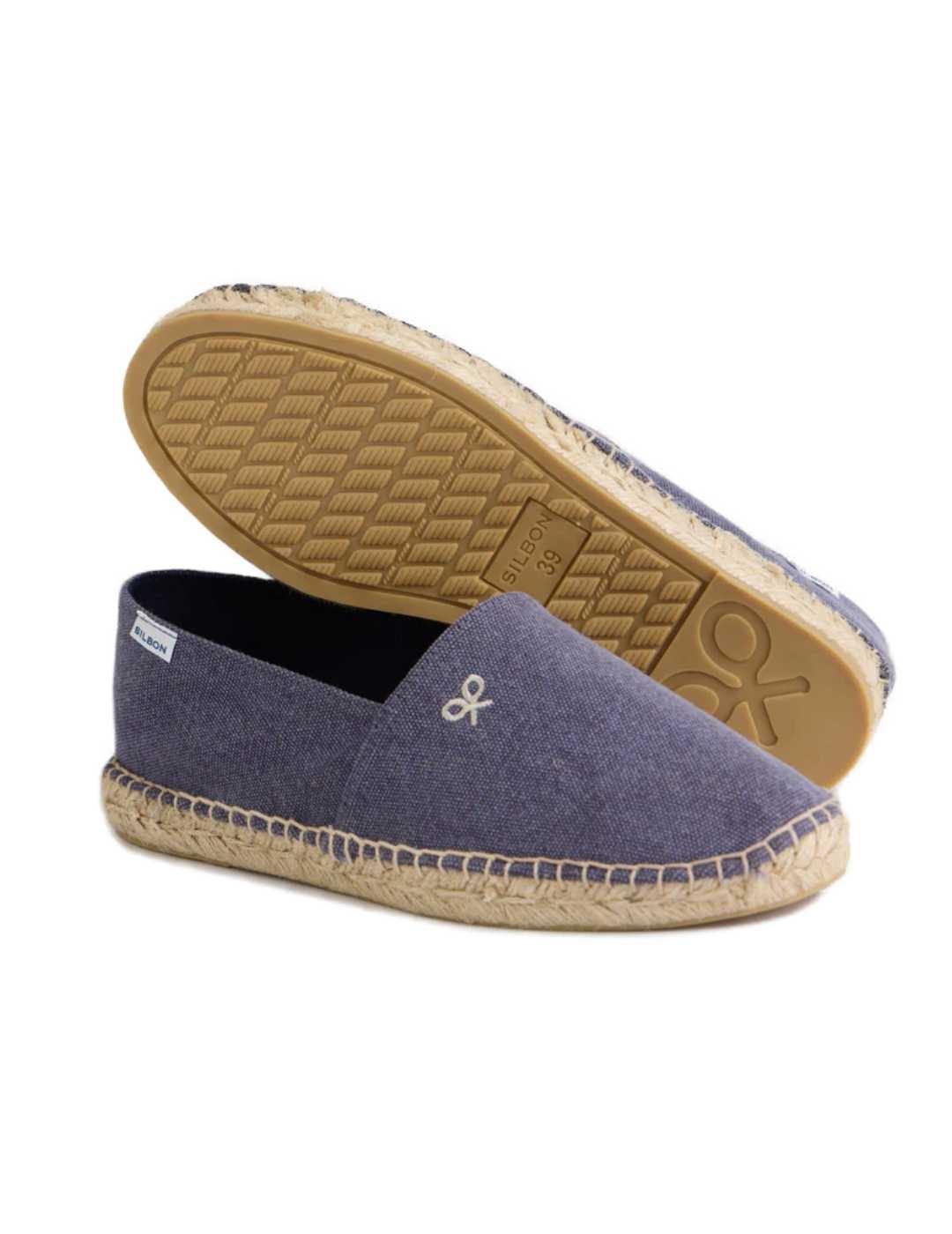 Alpargata Silbon clásica minilogo azul con yute para hombre