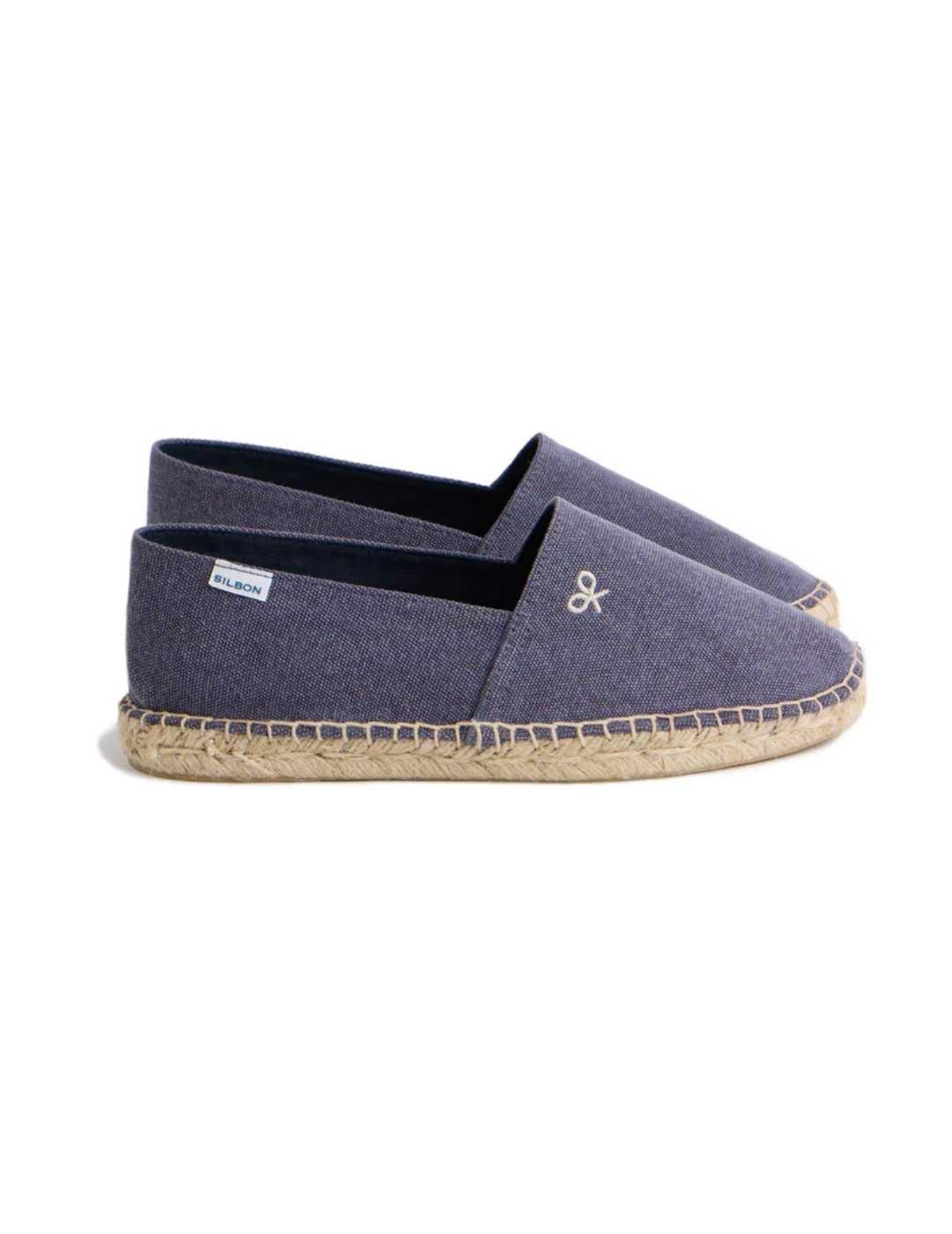 Alpargata Silbon clásica minilogo azul con yute para hombre