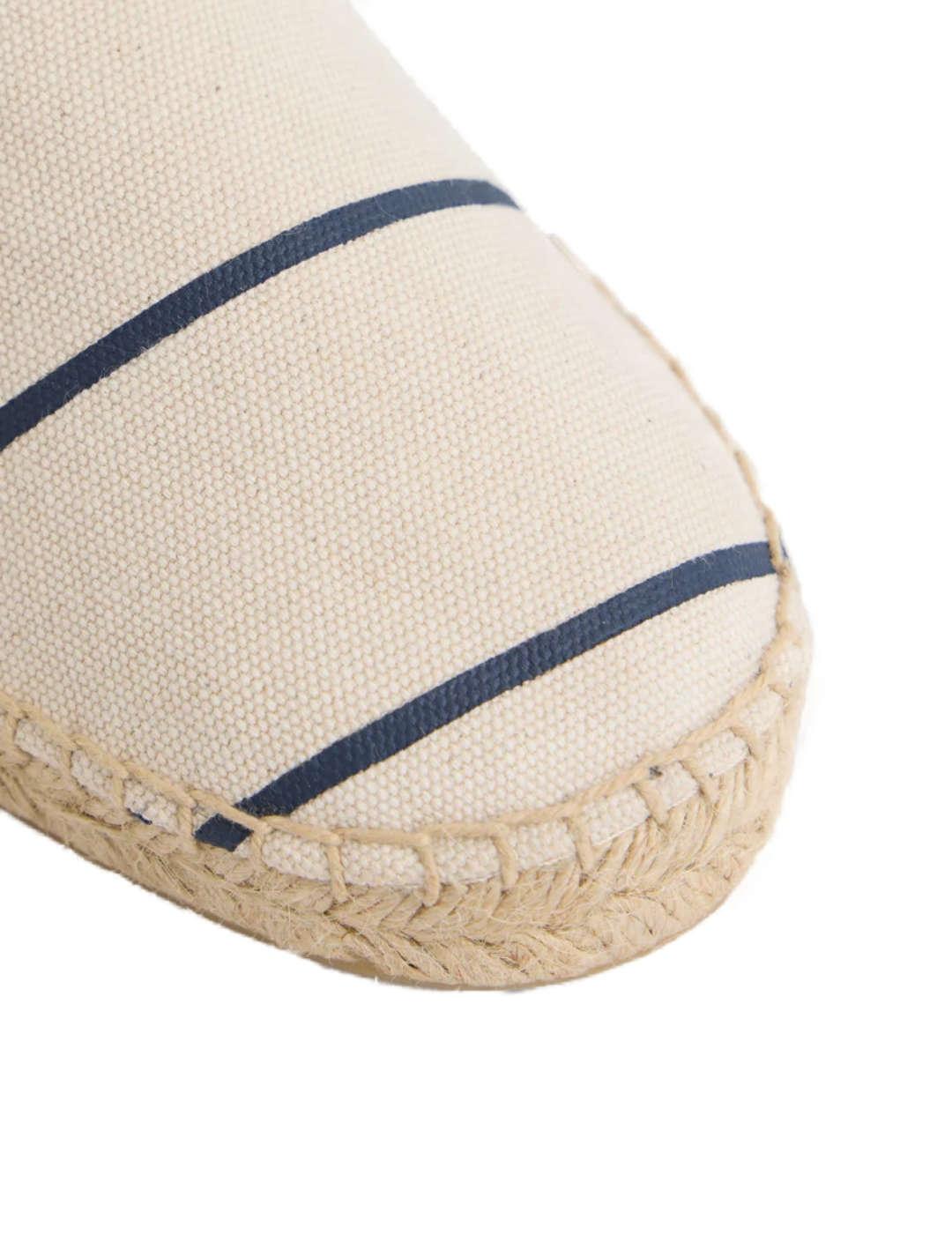 Alpargata Silbon náutica crema y rayas denim con yute hombre