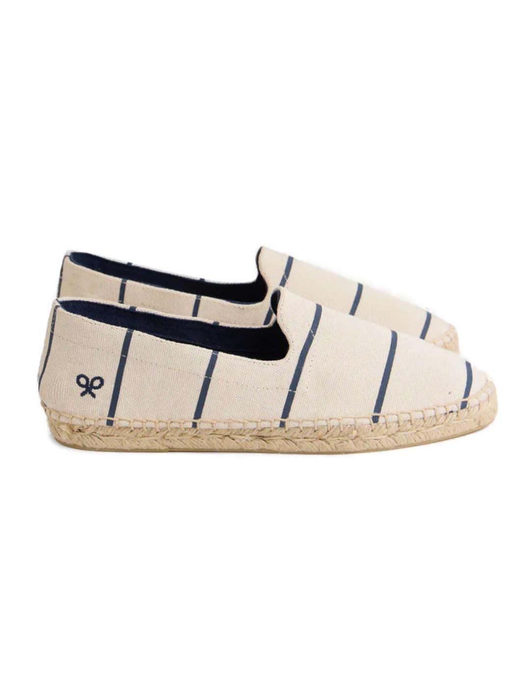 Alpargata Silbon náutica crema y rayas denim con yute hombre