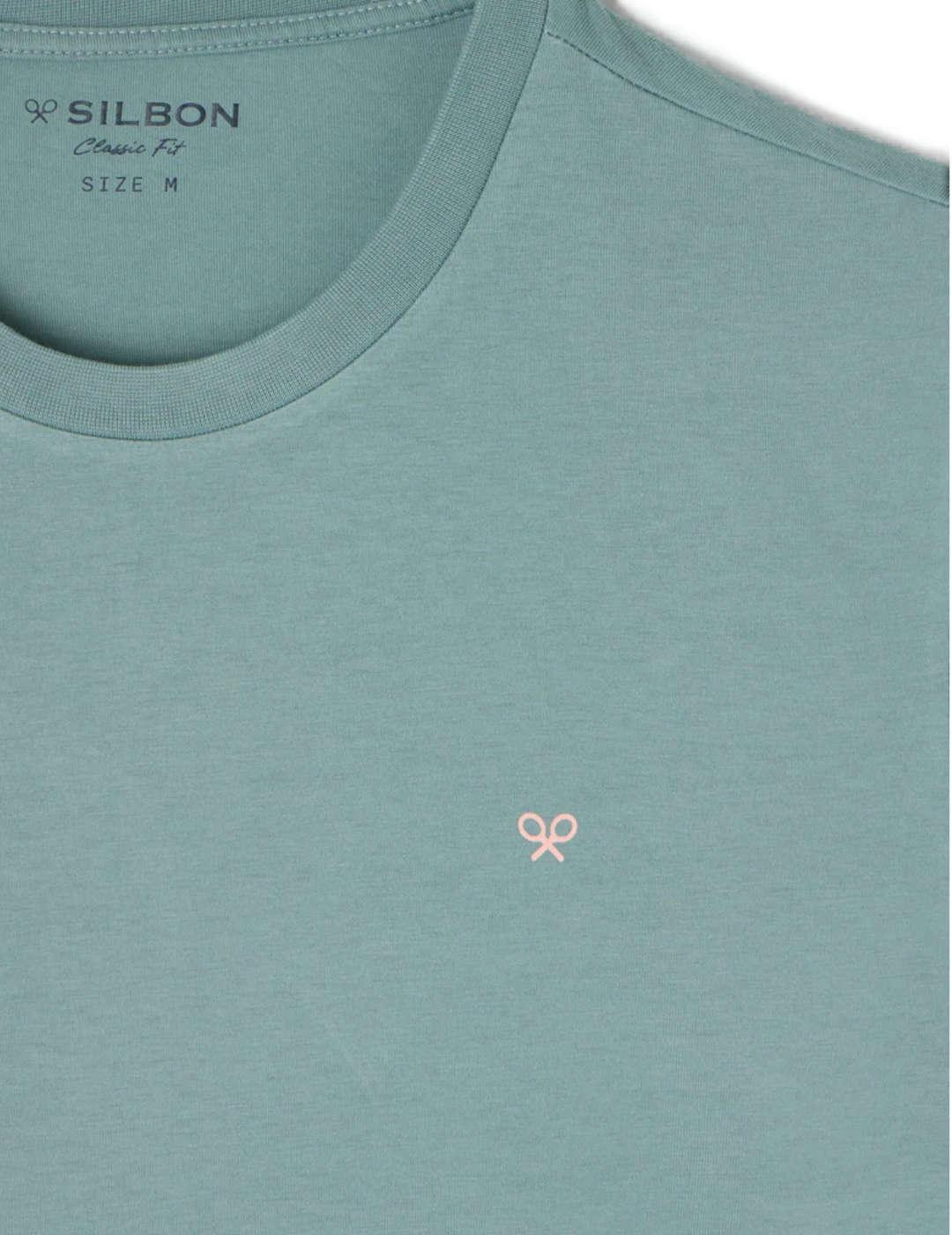 Camiseta Silbon verde círculo rombos manga corta de hombre