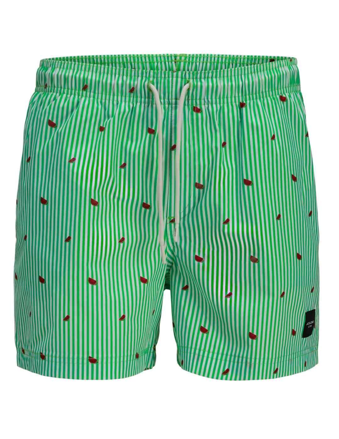 Bañador Jack&Jones Maui verde rayas con sandias de hombre